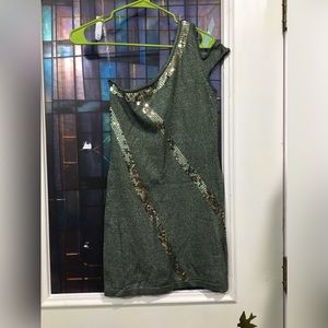 Green one shoulder dress